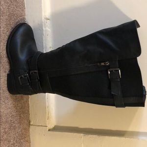 Black wide calf boots